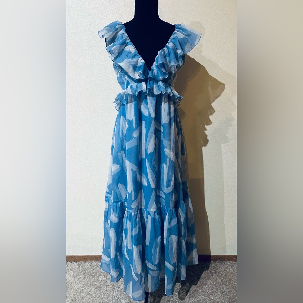 Abercrombie & Fitch Light Blue Patterned Maxi Dress - Picture 4 of 11